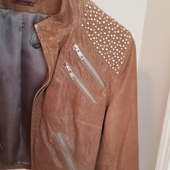 Cropped lamb leather jacket - Picture 3 of 3